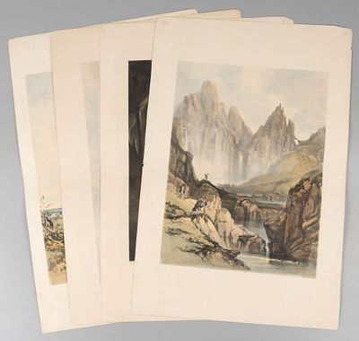 Пейзажи гор. Четыре литографии с подрисовкой акварелью по рисункам Дж. Эд. Херинга. Вторая 