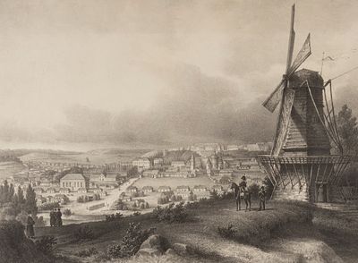 Врангель Л. Вид на город Вознесенск, Украина. 1839. Бумага, литография. Размер 31,5х39,5 см. Лис 