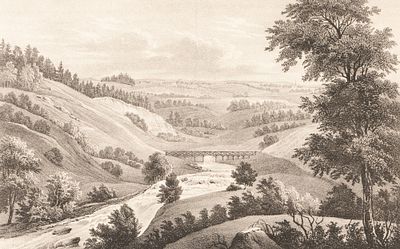 Крускопф П. А. (литограф) Река Сестра (Раяйоки). 1840-е гг. Бумага, литография. Размер листа 21 