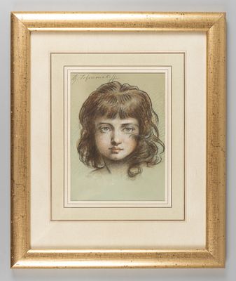 Чумаков Ф. П. [по подписи] Портрет девочки. 1900-е гг. Бумага, пастель, акварель. Размер по 
