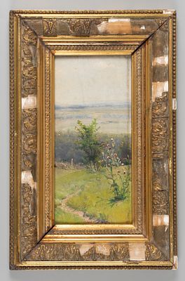 Н/х. Туманное утро. Конец XIX - начало XX вв. Картон, масло. Размер в свету 19,7х9 см. Размер 