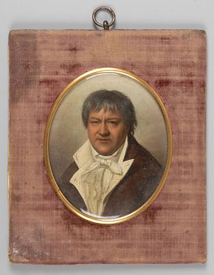 Портрет мужчины в белом воротнике. Миниатюра. Начало XIX века. Размер в свету 10х8 см. Размер 
