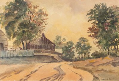 Бенуа Альберт. [по подписи] Деревенский пейзаж. 1900-е гг.(?) Бумага, акварель. Размер листа 