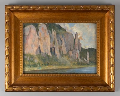 Рылов А. А. [по подписи] Скалистый берег. Первая четверть XX века. Бумага на картоне, масло. 