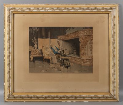 Рама с накладным мастичным орнаментом. С фототипией с картины Дж. Бедини. Конец XIX - начало XX 