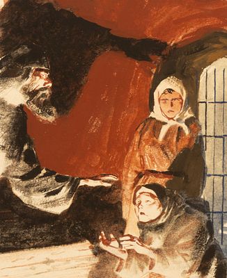 Глуздов В. П. Иллюстрация к повести О. Данченко "Лукия". 1950-е гг. Бумага, акварель. Размер по 