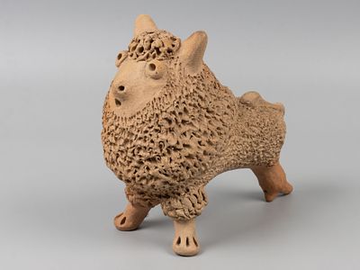 Опошня. Барашек. Серия "дивные звери" Авторская статуэтка. Советская Украина, 1960-1980-е. Керамика.