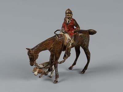 Бронзовая миниатюра. Псовая охота. Венская бронза. Рубех XIX-XX вв. Размер 43х43х13 мм. Без 