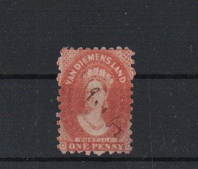 Почтовая марка Тасмании. Виктория. 1864 г. Мих. №15 вС. ВЗ 2. Гашеная.