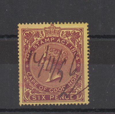 Непочтовая марка Мыса Доброй Надежды. Виктория. 1864 г. Гашеная.