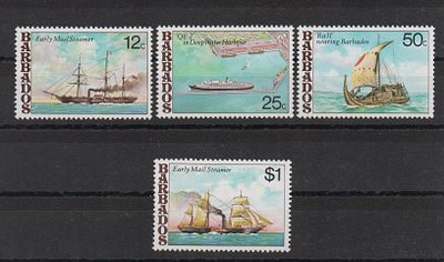 Почтовые марки Барбадоса. Корабли. 1979 г. Мих. №456-459. Негашеные. Состояние **.