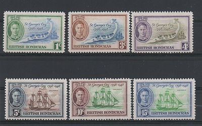 Почтовые марки Британского Гондураса. Парусник. 1949 г. Мих. №128-133. Негашеные. Состояние **.