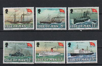 Почтовые марки острова Мэн. Корабли. 1980 г. Мих. №166-171. Негашеные. Состояние **.