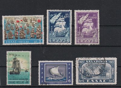 Почтовые марки Греции. Парусники. Набор из 6-и марок. Гашеные.