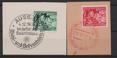 Почтовые марки III Рейха. 1938 г. Мих. №684-685 со спецгашениями.