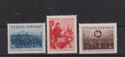 Почтовые марки Чехословакии. Сталин. 1953 г. Мих. №780-782. Негашеные. Состояние **.