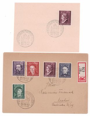 Набор из конверта с наклеенной серией почтовых марок Генералгубергаторства (оккупация Польши 