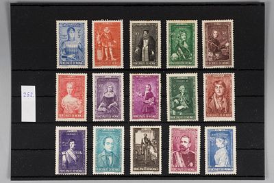 Почтовые марки Монако. 1942г. Мих. №273-287. Негашеные. Состояние *.