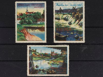 Непочтовые агитационные марки Латвии. 1940г. (?). Негашеные. Примяты. На обороте имеется 