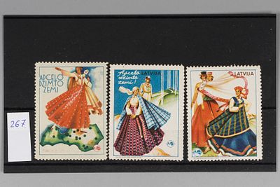 Непочтовые агитационные марки Латвии. 1940г. (?). Негашеные. Состояние *. На обороте имеется 