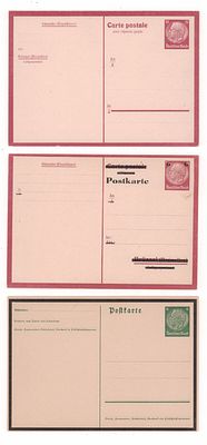 Набор из 2-х односторонних маркированных почтовых карточек III Рейха и 1-ой двойной 