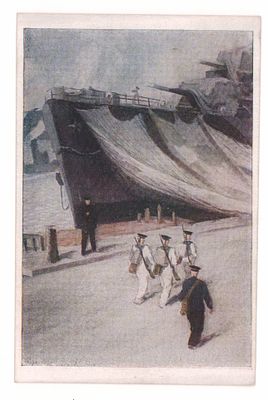 Худ. Г.П. Фитингоф. Ленинград в дни Отечественной войны. На набережной Невы. Блокадная открытка. 