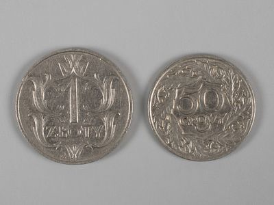 Польша. 1 злотый 1929 и 50 грошей 1923 XF. Состояние XF