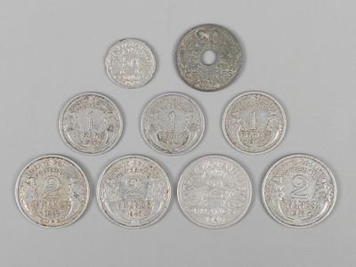 Франция. 9 монет разных номиналов 1942-1949 VF-XF. Состояние VF-XF