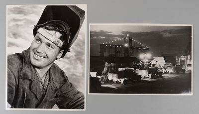 Пресс-фото. Фотограф В. Савостьянов &laquo;Сварщик. На покоренной Ангаре в сооружении Братского 