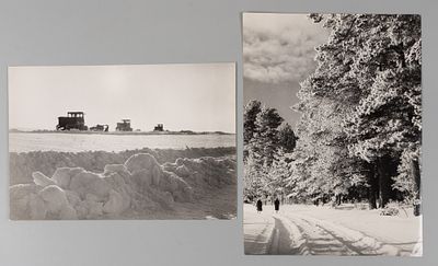 Пресс-фото. Фотограф В. Давыдов &laquo;Снегозадержание в первом отделении совхоза&raquo; и фотограф Ю. Пойш 