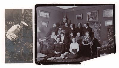 Семья Плансон и Евгений Евгеньевич Шведе. Фотографии. 2 шт. 1) Фотография. Е.Е. Шведе садится 