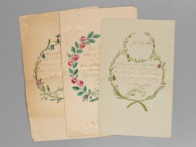 Три письма А. Л. Обермиллера с акварельными рисунками. 1835-1843. Три письма Александра 