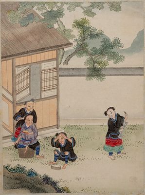 Китай. Сцена сельской жизни. XIX век. Бумага, акварель, тушь. Размер листа 26,5х20 см. Хорошее 