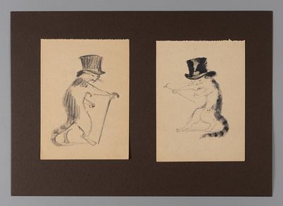 Харкевич И. И. Коты в цилиндрах. 1960-70-е гг. Бумага, карандаш, тушь. Размеры листов 13,7х10 см. 