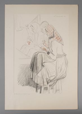 Слепков А. Г. Рисунок к книге "Рассказы о городецких умельцах". 1982. Бумага, карандаш 