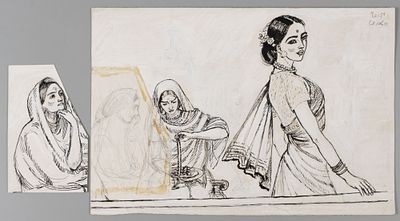 Якобсон А. Н. [приписывается] Честь семьи. Оригинал иллюстрации(?). 1957(?). Бумага, белила 