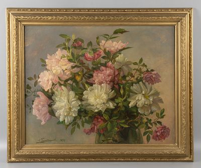 Платунов А. Г. Натюрморт с пионами. 1937. Холст, масло. Размер в свету 49,5х63 см. Размер по 