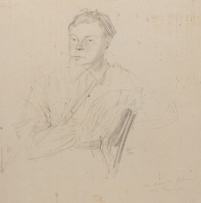 Курдов В. И. Люся Новожилова (разведчица). 1942. Бумага, карандаш. Размер листа 36,2х27,5 см. Ус 