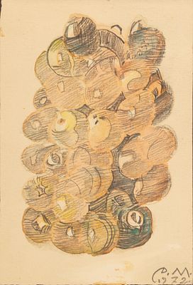 Митрохин Д. И. Виноград. 1972. Бумага, графитный карандаш, акварель. Размер листа 16,4х11 см. Хо 