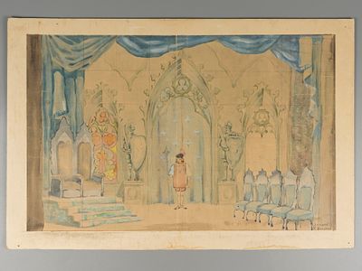 Вильямс П. В. [по подписи] &laquo;Золушка&raquo;. Эскиз театральной декорации. 1945 (?). Бумага, акварель 