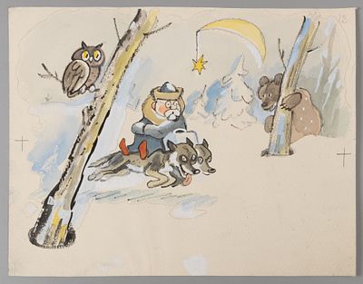 [Боевой карандаш] Гальба В. А. Волки везут Айболита. Оригинал иллюстрации книги К. Чуковского 