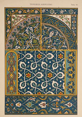 Турецкое искусство. Архитектурные изразцовые украшения. Табл. 30. Конец XIX века. Размер листа 