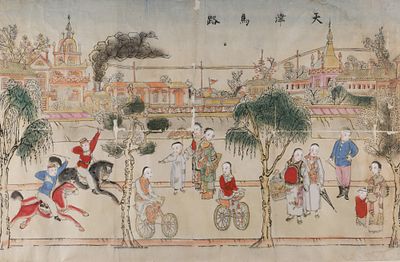 [Технический прогресс на китайской гравюре] Няньхуа. Городская улица. Нач. XX века. Китайская 