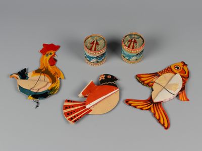 Елочные игрушки. 5 шт. СССР, 1960-1980-е. Картонаж. Сказка о царе Салтане. Пушкин А. 2 шт. 