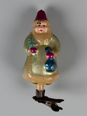 Елочная игрушка. Дед Мороз. Завод стеклянных елочных украшений. Москва, 1950-е. Стекло, роспись. 