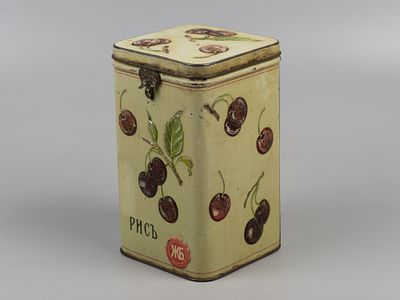 Банка. Рис. Жорж Борман. Санкт-Петербург, нач. ХХ в. Жесть, штамповка, хромолитография. Размер 