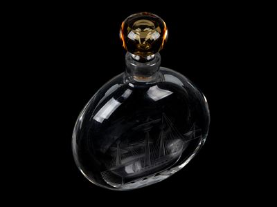 Штоф из комплекта &laquo;Морской&raquo;. Авт. Бяков Ю.М. ЛЗХС, 1970-е. Хрусталь бесцветный и цветной 