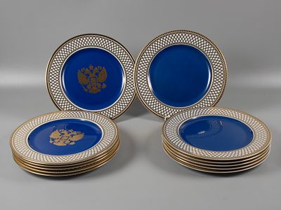 Посуда с Кремлевских мероприятий. Набор блюд с двуглавым орлом. 12 шт. Falken porcellan. 