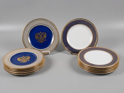 Посуда с Кремлевских мероприятий. Набор тарелок с двуглавым орлом. 12 шт. Falken porcellan. 