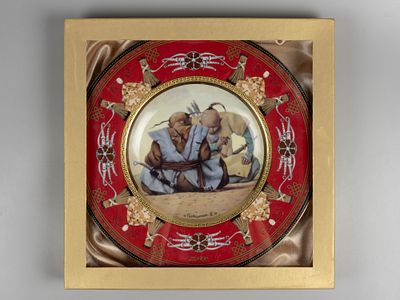 [Саммит БРИКС в Уфе] Декоративная тарелка "Игра в шахматы". UFA Russia 2015. Художник ZORIKTO. 